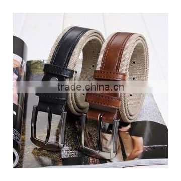 man leather and printed industrial canvas belt