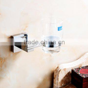 1258 Hotel Use Bathroom Accessory Brass Single Cup Square Base Tumbler Holder
