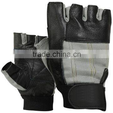 Weight Lifting Gloves Heavy Duty Gym Power Training Glove Long Wrist Strap Black grey