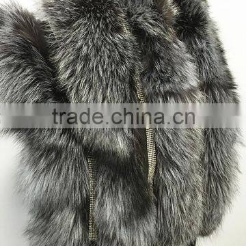 Winter Women New Fashion Big Silver Fox Fur Shawl photo-4