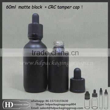 matte eliquid 60ml black glass bottle glass e liquid vails childproof tamper caps