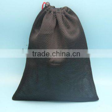 custom made black travel bag mesh drawstring bag for tennis ball with drawstring and spring botton