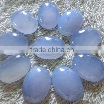 Natural gemstone blue chalcedony oval cabochon beads