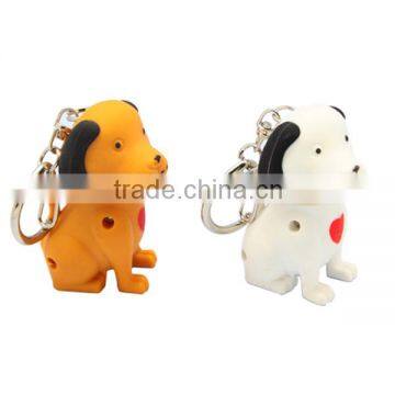Wholesale dog shape led keychain light with sound flashlight torch christmas led lights