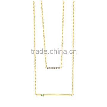 Lastest design gold tone inlay birthstone layered bars necklace