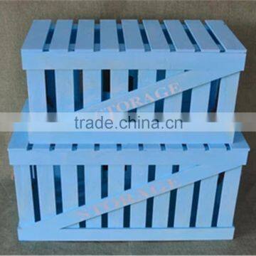 Customized Wooden Fruit Crate Boxes,blue Painting Crate,painted Light Blue Crate Box photo-4