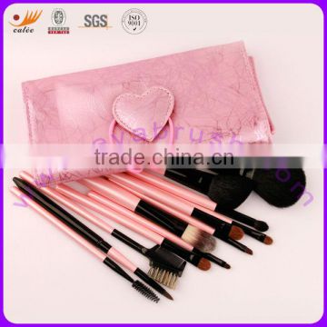 12pcs Makeup Brush Set with High Quality Goat Hair and Wooden Handle