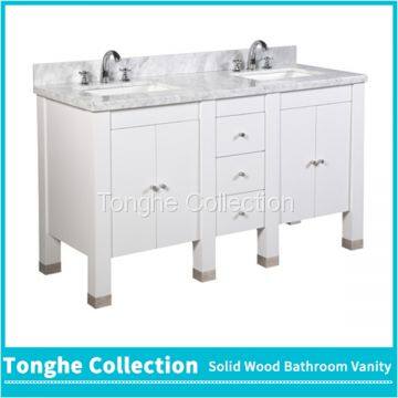 White Bathroom Vanity Carrera Marble Top photo-4