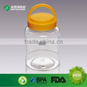 Wholesale cheap price 500ml food container with convenient handle lid plastic bottle transparent plastic jar