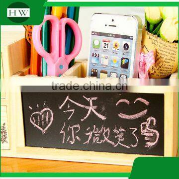 Multipurpose Wooden Double-deck Drawer Blackboard Penholder Storage Pen Container Case Box Holder photo-5
