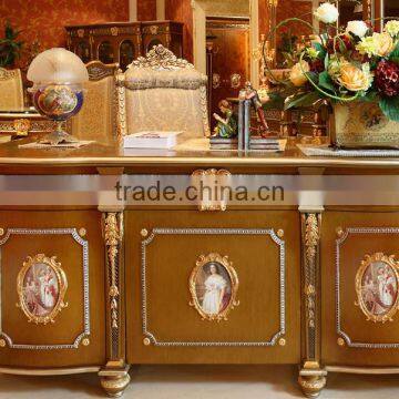 Luxury French Louis XV Style Golden Stuy Room Bookcase/ Palace Fancy Wood Carved Display Cabinet/ Antique Glass Showcase photo-2