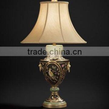 Antique Wood Carved Vase Shaped Table Lamp With Shade, Wooden Desk Lamp Painting With Sexy Leopard, Home Decorative Art & Crafts photo-5