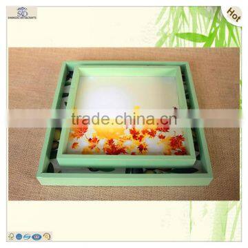 wholesale light blue patterns serving mdf wood trays