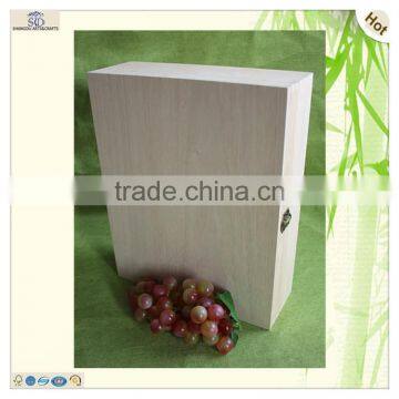 Natural Unfinished Hinged 3 Bottles Compartments Wood Wine Case photo-2