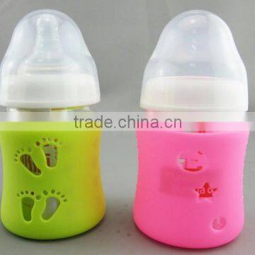 Custom design soft heat proof glass baby bottle silicone sleeve