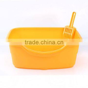 wholesale portable yellow blue plastic pet litter box/ Factory indoor cat toilet