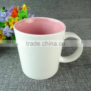 2016 New Products Ceramic Porcelain White Pink Mugs Beer Bulk