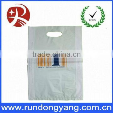 White Reusable die cut plastic bag with side gusset