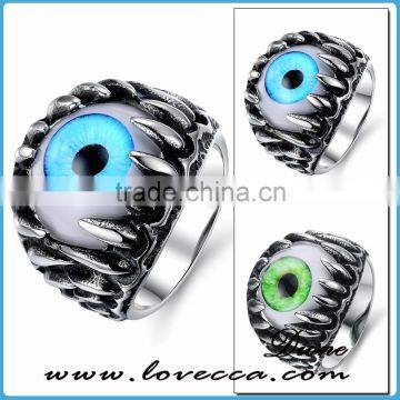 Big eye stainless steel jewelry rings, mens stainless steel ring turquoise