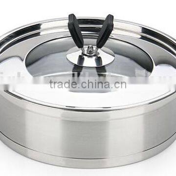 stainless steel fry pan with glass lid