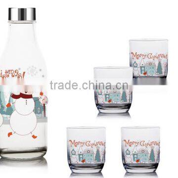 1000ml Halloween Color Printing Drinking Glass Bottle Set Juice Pitcher Set Milk Bottle 5 Pcs Set photo-2