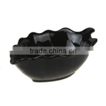 black color tableware stoneware leaf bowl