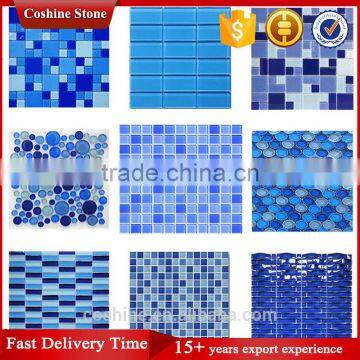 New design generous simple blue white swimming pool glass mosaic tiles