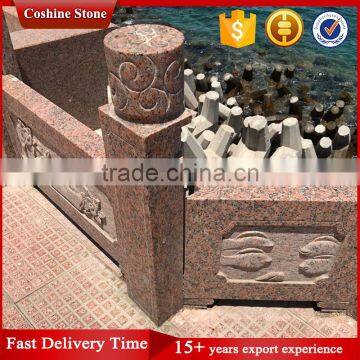 Beauty outdoor balcony railing designs, maple red granite balusters