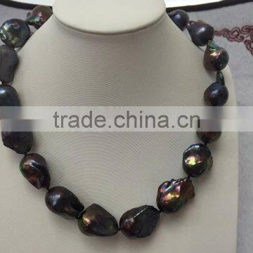 18-19 mm Black Baroque Freshwater Pearl Necklace photo-2