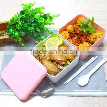 Food Grade BPA Free Plastic Two Layers Lunchbox , Reusable Take Away Lunch Box Food Containers photo-3