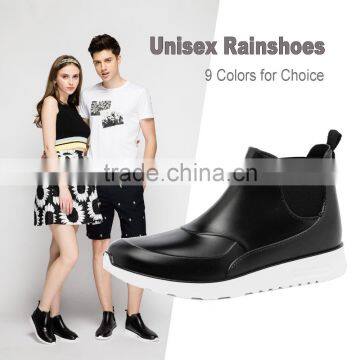 new design hotsale fashion men women unisex low cut ankle summer spring PVC rain boot rainshoes gumboot with elastic gore