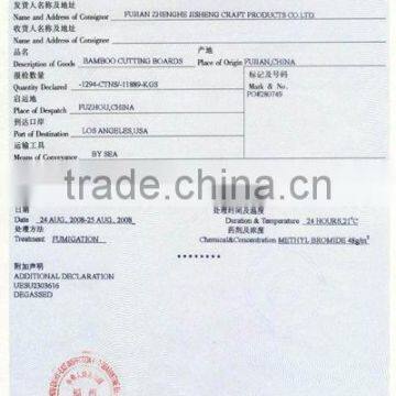 Fumigation and Disinfection Certificate