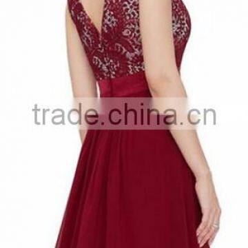 2016 Vintage Black Red Lady Elegant Sleeveless Summer Lace Patchwork Party Club Dress Round Neck Long Dress Party Dress photo-3