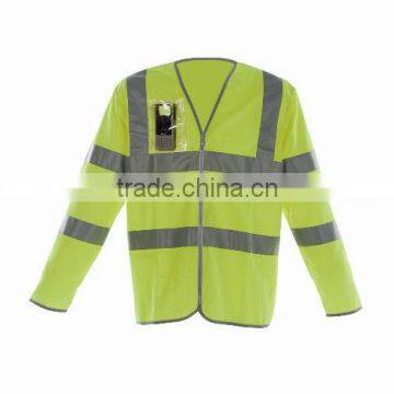 100%polyester long sleeve high vis safety vest with PU pocket