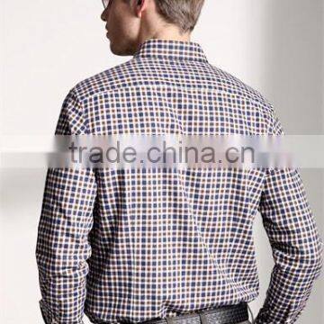 New Design Small Checked Blends Cotton Men Shirt SL0070 photo-2