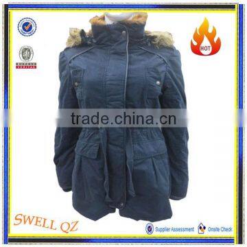 Brazilian fashion winter cotton jackets for women with fur hood