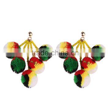 Bohemian Multicolor Pompon Dangle Earrings for Women Jewelry photo-2