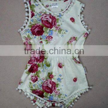 2017 Ponpon Floral Baby Romper Months Girls 100% Cotton Rose Vintage no Minimum Quantity. Etsy Item photo-3