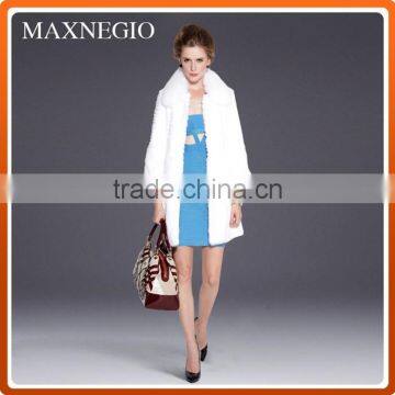 30% Off white rabbit fur coat with whit white fox fur collar