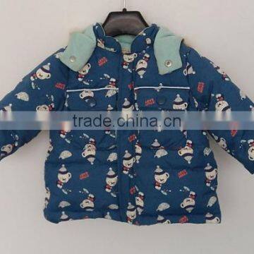 Little Boy Cartoon Printed Cute Padded Coat for Winter