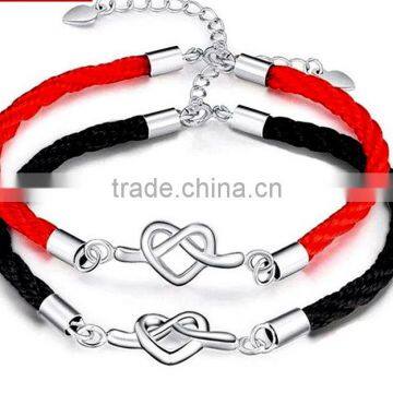 Custom Logo Steel Charm Twrist PU Leather Bracelets Quality Handmade Woven PU Leather Love Bracelets for Couple Gifts photo-3