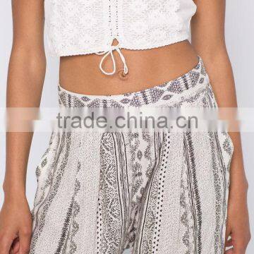 Fashion Bohemian Chiffon Cheap Ladies Loose Long Girl Wide Leg Casual Summer Beach Palazzo Blouse Coat Pant photo-4