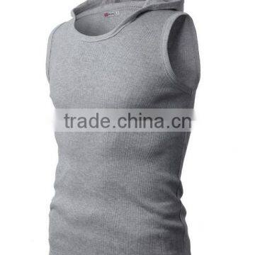 OEM New Design Cotton Plain Mens Wholesale Sleeveless Hoodie Stringer Vest photo-2