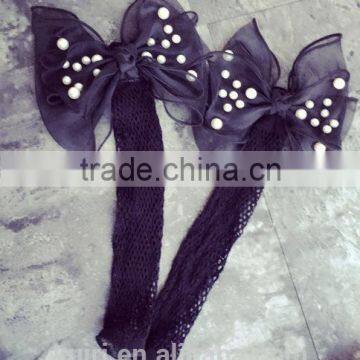 WS-36 2017New Hot Women Ruffle Large Fishnet Ankle High Socks Bow Tie Hollow Out Thin Mesh Lace Fish Net Short Socks photo-3