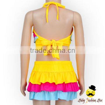 Fashion Max Children Colorful Ruffle Separable Rainbow Little Girl Swimwear Suit Clothes photo-5