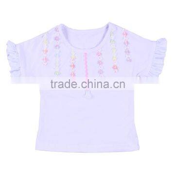 2017 New Designs Short Sleeve Girl Shirts Clothing Kids White Shirts Custom t Shirt