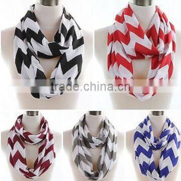 2017NEW Womens Girls Soft Jersey Knit Zig Zag Chevron Infinity Scarf Scarves