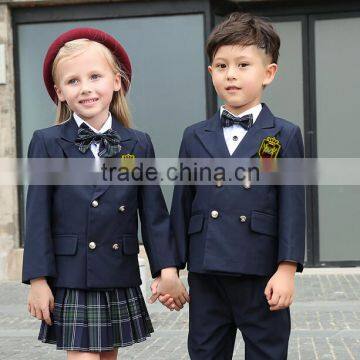 High end plain nice design Logo plate school uniforms for kindergarten wholesale