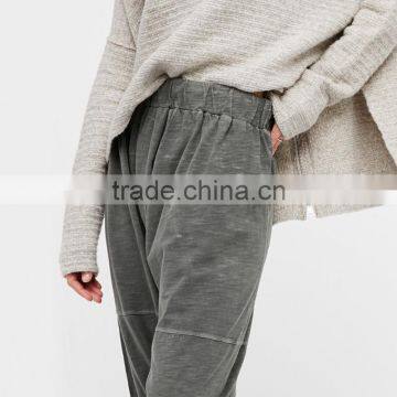 Comfy All Cotton Drop Crotch Fit Easy Drawstring Waist Womens Harem Pants photo-6
