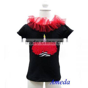 Baby Black Short Sleeves Top Red Zebra Cupcake 1-10Y